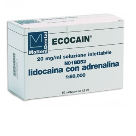 Molteni Dental Ecocaine Lidocaine HCL 1: 80,000 (Box of 50 x 1.8ml)